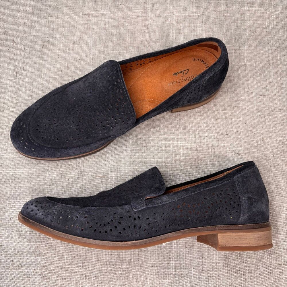 Clarks Trish Calla Loafer Blue Suede Slip On Sunburst Corpcore Women's‎ Size 8